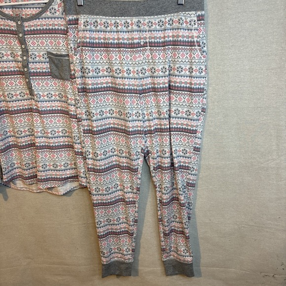 Cuddl‎ Duds Womens Pajama Set Medium Snowflake Get Cozy Print Comfy Pockets Cozy - Picture 5 of 8